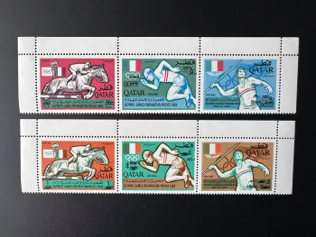 Qatar 1966 Mi. 259 - 265 Olympic Games Mexico City Swimming Horse Riding Javelin