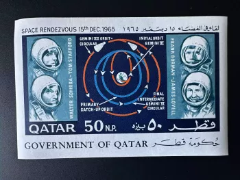 Qatar 1966 Mi. Bl. 8 ND Rendezvous Space Gemini Cosmonautes Mission Espace