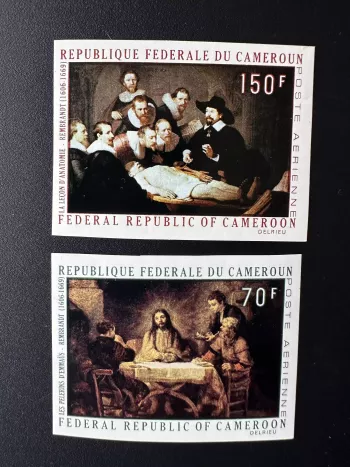 Cameroon 1970 Mi. 631-632 IMPERF Rembrandt Medicine Anatomy Art, Painting,