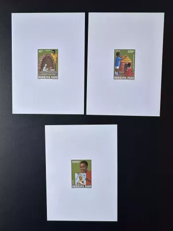 Burkina Faso 1992 Mi. 1277-1279 Luxusprobe Weihnachten Kinder Kunst