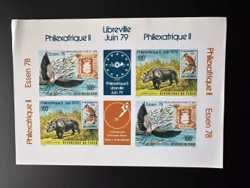 Tschad 1978 Mi. Bl. 829-830 ungez. ND Nashorn Vögel Philexafrique Libreville