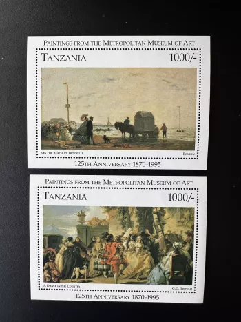 Tanzanie 1996 Mi. Bl. 320 - 321 Tableaux Metropolitan Museum Boudin Tiepolo