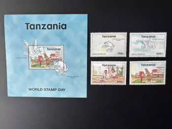 Tanzanie 1998 Mi. 3069 - 3072 Bl. 412 Journée Mondiale du Timbre Poste