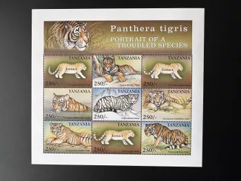 Tanzanie 1999 Mi. Bl. 3327 - 3335 Panthera tigris Tigres BENGAL SIBERIAN BALI