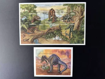 Tanzania 1999 Mi. 3418 - 3423 Bl. 457 Prehistoric Dinosaurs Fossils Animals