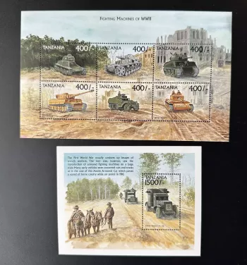 Tansania 1999 Mi. 3614-3619 Bl. 485 WWII Kampffahrzeuge Panzer
