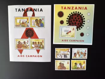 Tanzanie 2007 Mi. 4488-4491 Bl. 607-608 AIDS SIDA Ruban rouge Médical Santé