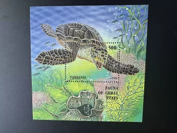 Tanzanie 1995 Mi. Bl. 280 Faune marine Tortue de mer Corail Récifs Poisson