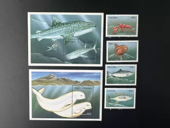 Tansania 1999 Mi. 3679-3682 Bl. 491-492 Meerestiere Fische Walhai