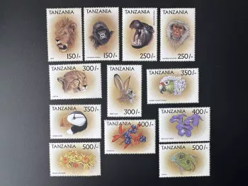 Tanzanie 1999 Mi. 3745 - 3756 Faune lion gorille hippopotame guépard lièvre