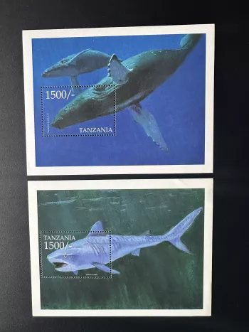 Tanzanie 1999 Mi. Bl. 503 - 504 Faune marine Baleines Requin Poissons Vie
