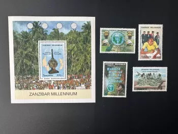 Tanzanie 2000 Mi. 3983 - 3986 Bl. 524 Zanzibar Millennium Tortues Pêche