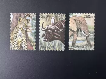 Tanzanie 2002 Mi. 4063-4067 (3v) Faune Africaine Léopard Buffalo Éléphant