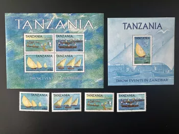 Tanzanie 2004 Mi. 4154-4157 Bl. 557-558 Bateaux Dhow Zanzibar Nautique Maritime