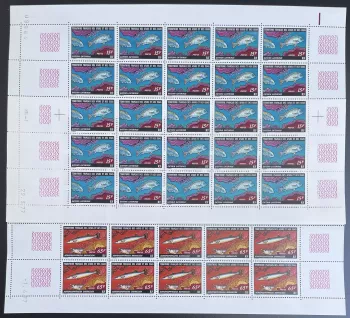 Afars et Issas 1977 YT 441-442 planche poissons faune marine océan fish Fisch