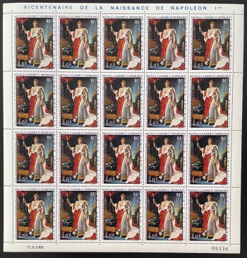 Nouvelle-Calédonie 1969 YT PA 108 planche Napoléon Bonaparte bicentenaire