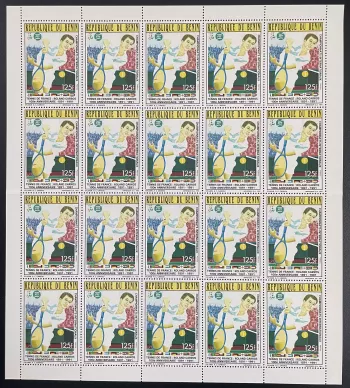 Bénin 1991 YT 693 planche Tennis Roland Garros France sport anniversaire