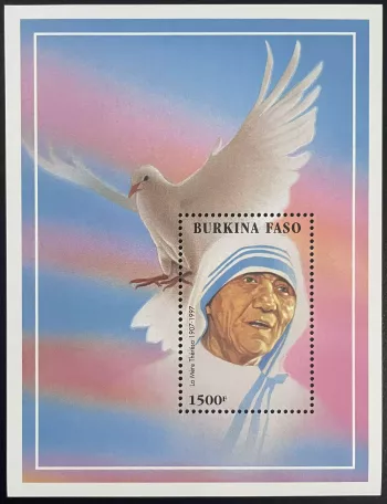 Burkina Faso 1998 YT Bl. 67 Mother Teresa Nobel Prize Peace Dove religious
