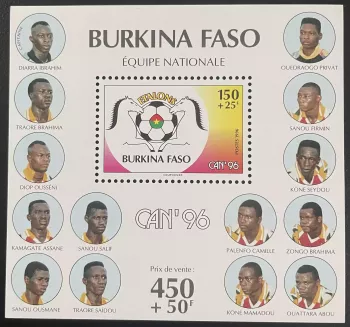 Burkina Faso 1996 YT Bl. 59 CAN'96 Football Équipe Nationale Joueurs Sport