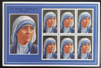 Burkina Faso 1998 YT 1048 M/S Mother Teresa Religion Nobel Peace Prize