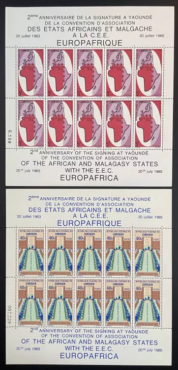 Cameroun 1965 YT 401-402 planche Europafrique association états africains