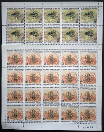 Kamerun 1978 YT 621-622 Bogen Frösche Reptilien Amphibien Fauna