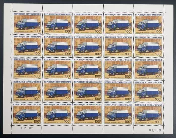 Centrafricaine 1972 YT 184 planche camion postal UPU journée mondiale transport