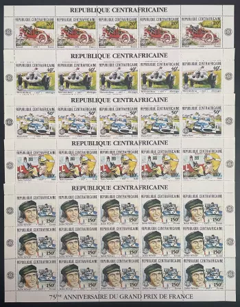 Central African 1981 YT 457-461 sheet Grand Prix France automobile car