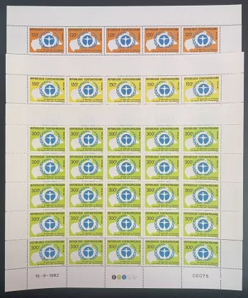 Centrafricaine 1982 YT 541-543 planche Nations Unies Programme environnement