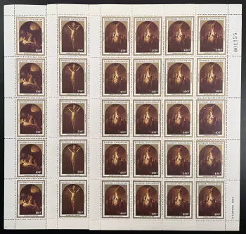 Central African 1983 YT 564-566 sheet Rembrandt crucifixion religious art