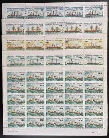 Zentralafrika 1984 YT 625-629 Bogen Schiffe Segelschiffe Marine