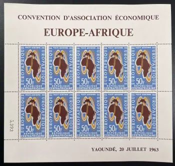 Centrafricaine 1963 YT PA 16 planche Europafrique convention association