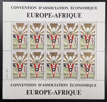 Centrafricaine 1965 YT PA 34 planche Convention Europe Afrique Association