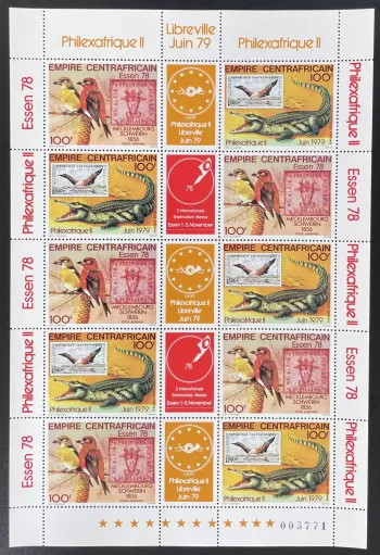 Zentralafrika 1978 YT PA 196A Bogen Vögel Krokodil Philexafrique Essen