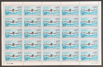Comoros 1969 YT PA 25 sheet Mexico swimming sport Olympic Games