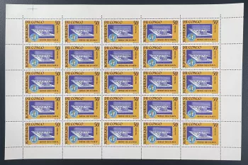Congo 1966 YT 187 planche OMS WHO siège organisation mondiale santé Genève