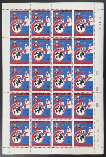 Congo 1989 YT 845 planche Croix-Rouge Henri Dunant médecine santé humanitaire