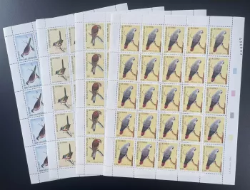 Kongo 1990 YT 868-871 Bogen Vögel Papagei Greifvogel Fauna Tiere