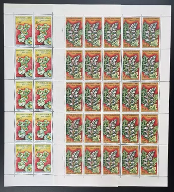 Congo 1963 YT PA 8-9 planche fleurs nature botanique poste aérienne airmail