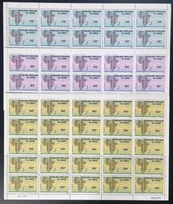 Congo 1971 YT PA 118-120 planche telecommunications satellite réseau panafricain