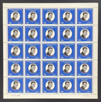 Congo 1973 YT PA 181 planche John F. Kennedy JFK président USA politique