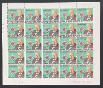 Congo 1975 YT PA 202 planche Winston Churchill centenaire naissance politique