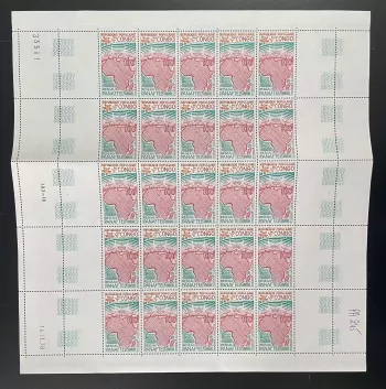 Congo 1978 YT PA 245 planche Réseau PANAFTEL carte Afrique télécommunications