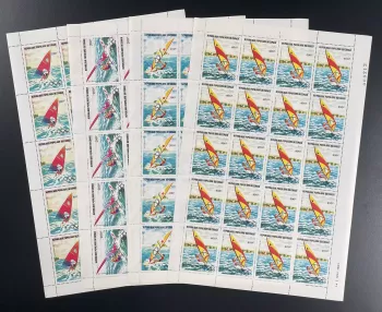Congo 1983 YT PA 304-307 planche Jeux Olympiques Los Angeles planche à voile