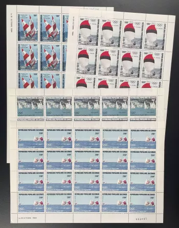 Congo 1984 YT PA 325-328 planche Jeux Olympiques Los Angeles voile vainqueurs