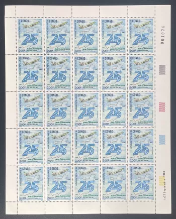 Congo 1986 YT PA 357 sheet Air Africa 25 years airplane aviation anniversary