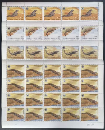 Kongo 1987 YT PA 361-364 Bogen WWF Krokodile Osteolaemus Fauna Reptilien