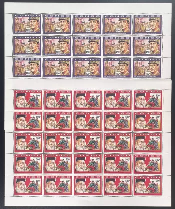 Kongo 1991 YT PA 407-408 Bogen De Gaulle Churchill Rotes Kreuz Dunant