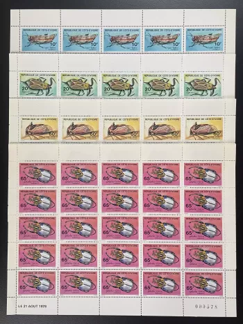 Elfenbeinküste 1978 YT 463-466 Insekten Heuschrecke Grille Käfer