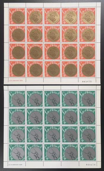 Ivory Coast 1979 YT 483-484 sheet UNESCO Philae medal